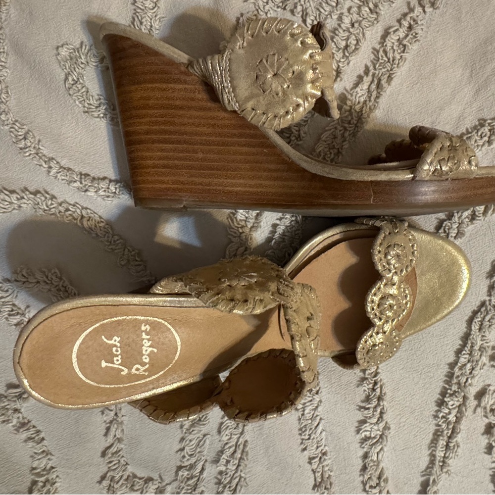 Jack Rogers Gold Wedge Sandals